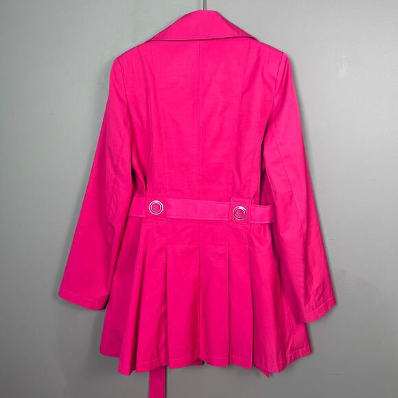 Via Spiga trench coat medium pink pleated double breasted slimming peplum - Picture 9 of 12